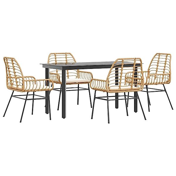 vidaXL 5-Tlg Garten-Essgruppe mit Kissen Braun Poly Rattan Glas 3334557 günstig online kaufen