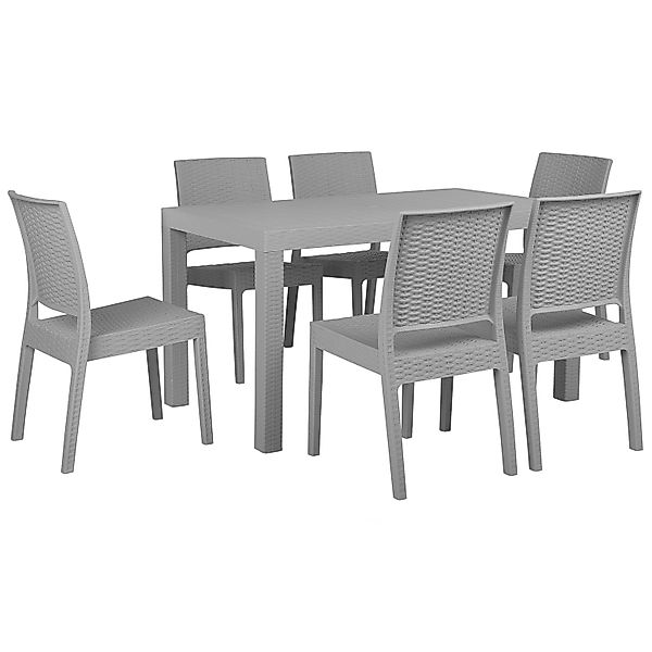 Beliani Gartentisch Set FOSSANO Hellgrau 80x140x89 günstig online kaufen