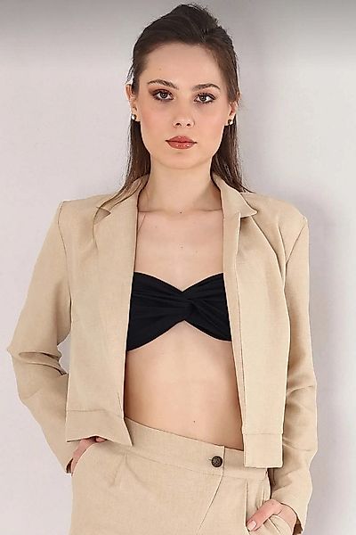 fashionshowcase Kurzblazer Damen Crop Jacke Leinenoptik günstig online kaufen