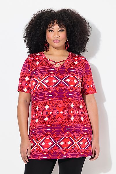 Ulla Popken Longshirt Longshirt Zierbänder A-Linie günstig online kaufen
