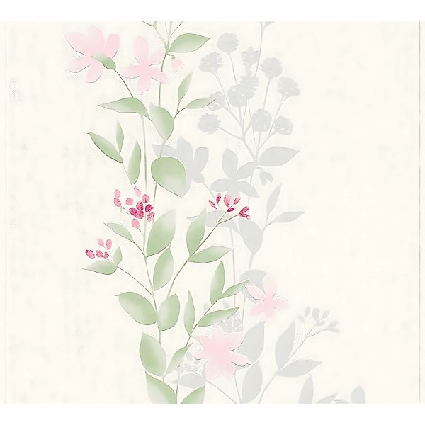 PROFHOME 372661-GU Blumen Tapete Floral Matt Grün Rosa Grau 0,53 m x 10,05 günstig online kaufen