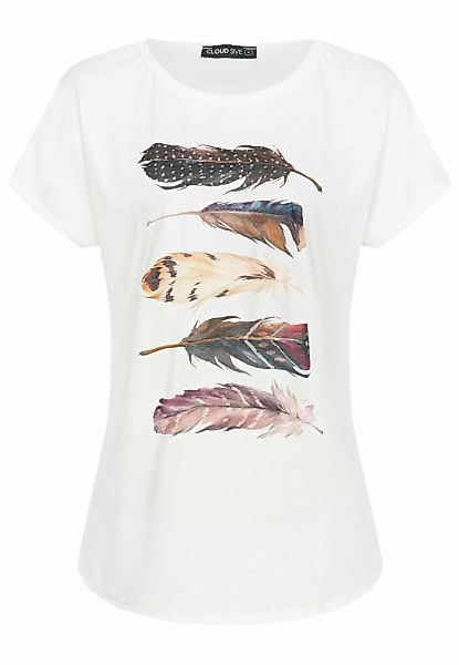 CLOUD 5IVE T-Shirt "CLOUD 5IVE Cloud5ive Damen Viskose T-Shirt mit Feder Pr günstig online kaufen