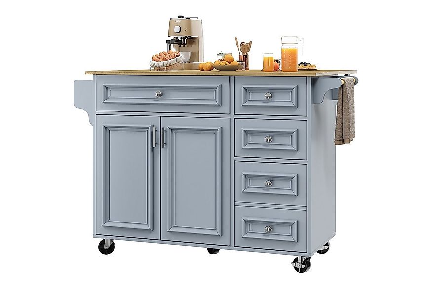 i@home Küchenwagen Kücheninsel,Küchenschrank,Speisewagen,blau/weiß, (Packun günstig online kaufen