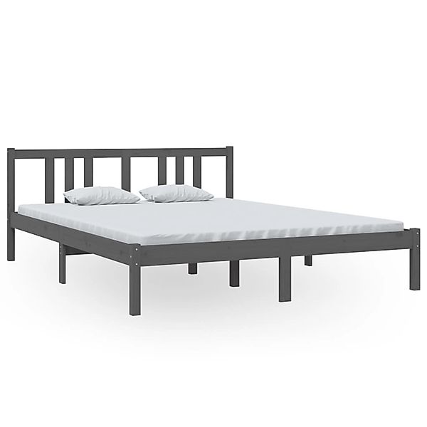 vidaXL Massivholzbett Grau 150x200 cm 5FT King Size1273700 günstig online kaufen