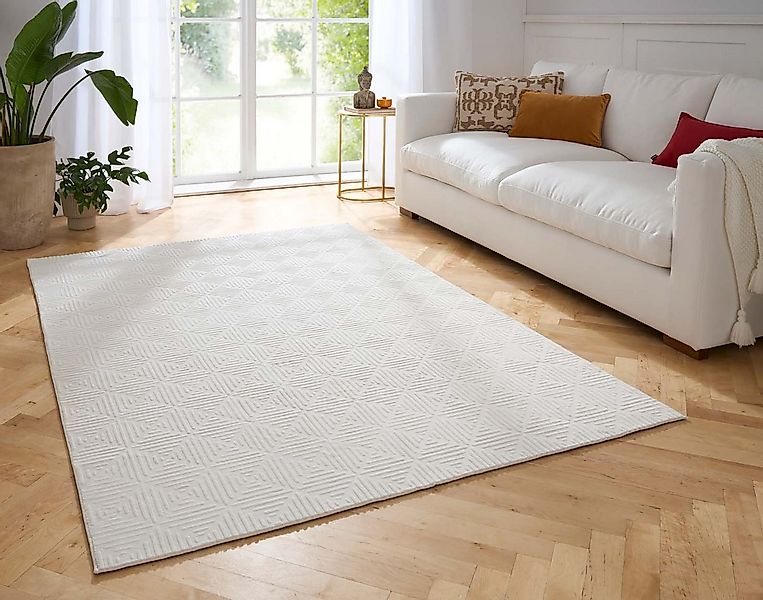 TaraCarpet Teppich Taipe-Piastrella Hasenfell extra weich Hoch-Tief-Struktu günstig online kaufen