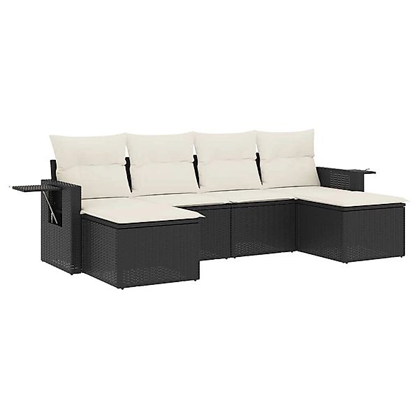 vidaXL 6-Tlg Garten-Sofagarnitur mit Kissen Schwarz Poly Rattan 3252853 günstig online kaufen