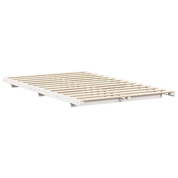 vidaXL Bodenbettgestell Weiß 120 x 200 cm Massivholz Kiefer 873074 günstig online kaufen