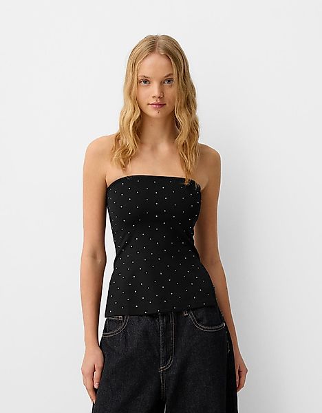 Bershka Bandeau-Top Mit Strass Damen L Schwarz günstig online kaufen