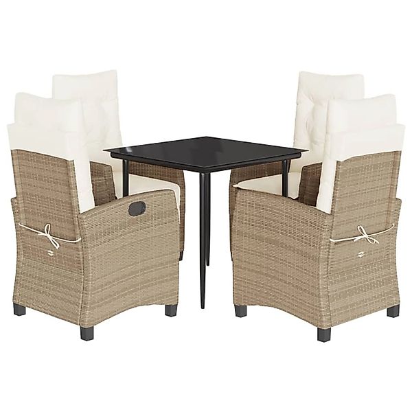 vidaXL 5-Tlg Garten-Essgruppe mit Kissen Beige Poly Rattan 3212804 günstig online kaufen