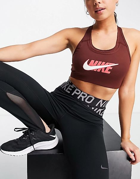 Nike Training – Icon Clash Swoosh – BH in Rosa mit Logo günstig online kaufen
