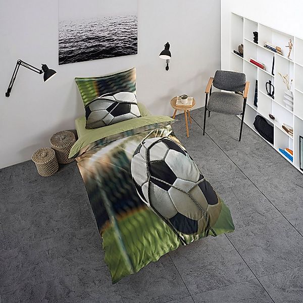 KK Shopping Kinderbettwäsche Bettwäsche mit Fußball Tor 135 x 200 cm, 100 % günstig online kaufen