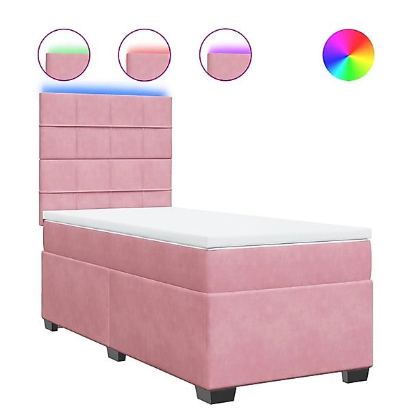 vidaXL Boxspringbett mit Matratze Rosa 90x200 cm Samt 3293115 günstig online kaufen