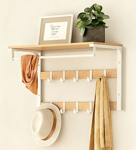 VASAGLE Wandgarderobe, Wandregal, mit Haken, 65 günstig online kaufen