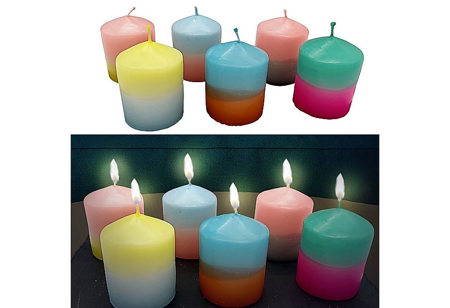 CEPEWA Stumpenkerze Stumpenkerze 6er Set Farbverlauf 6x82cm Paraffin günstig online kaufen