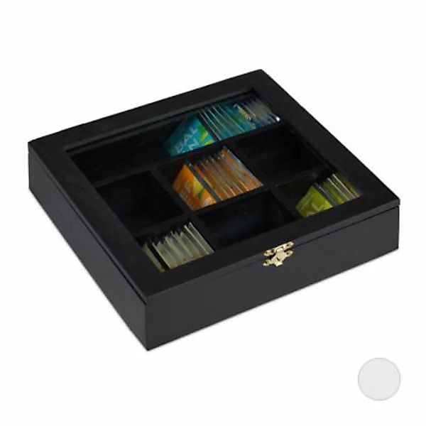 relaxdays Teebox aus Holz schwarz günstig online kaufen
