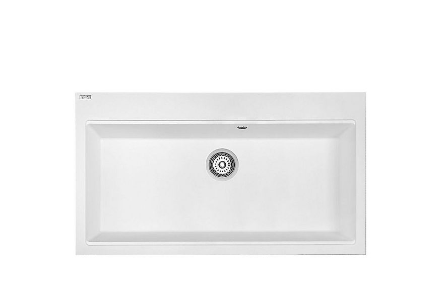 Granitspüle Einbauspüle TAU aus Granit (90×50 cm), 1 Becken, weiß, matt Küc günstig online kaufen
