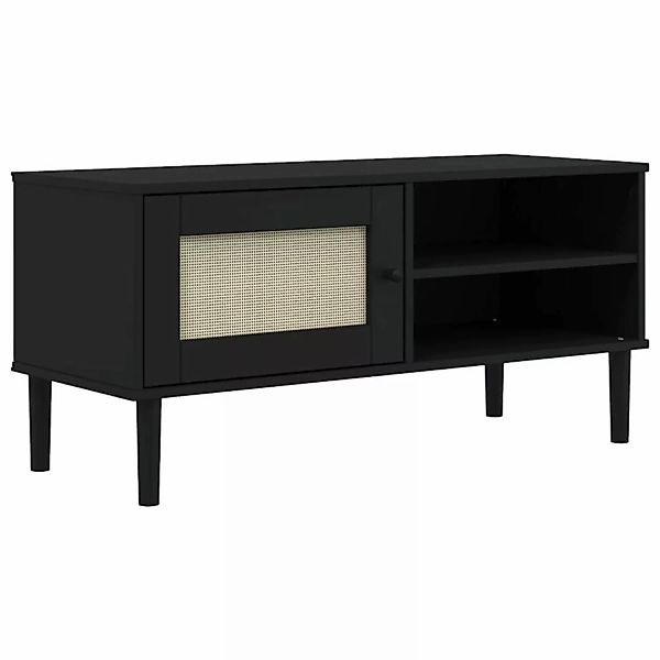 vidaXL TV-Schrank SENJA Rattan-Optik Schwarz 106x40x49 cm Kiefürnholz günstig online kaufen