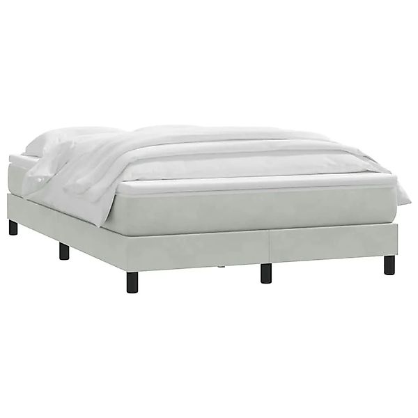 vidaXL Boxspringbett mit Matratze Hellgrau 140x210 cm Samt 3315921 günstig online kaufen