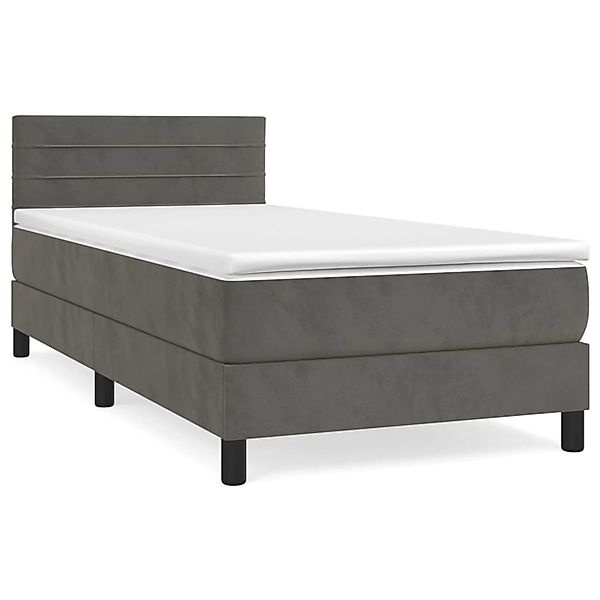 vidaXL Boxspringbett mit Matratze Dunkelgrau 90x200 cm Samt1389956 günstig online kaufen