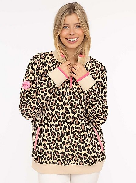 Zwillingsherz Troyer "Leo AOP" mit Stehkragen, Zipper, Eingriffstaschen und günstig online kaufen