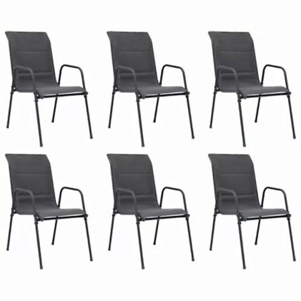 vidaXL Stapelbare Gartenstühle 6 Stk. Stahl und Textiline Anthrazit Gartens günstig online kaufen