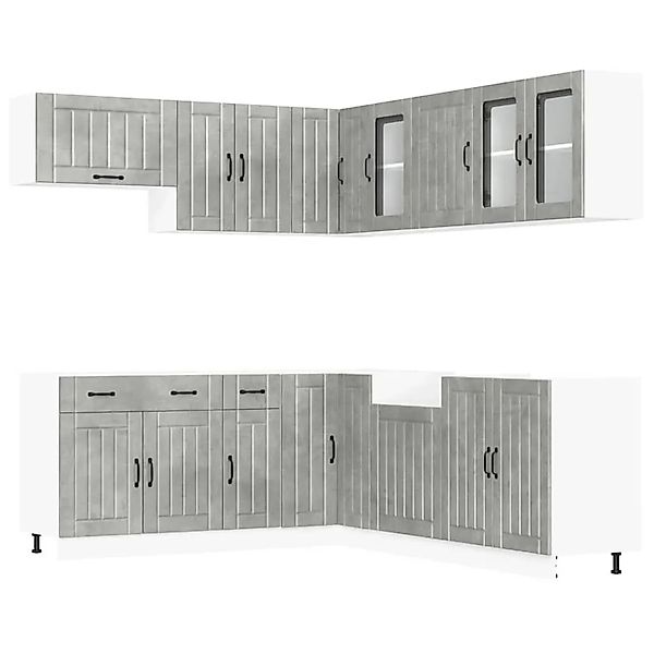 vidaXL 11 Tlg Küchenschrank-Set Lucca Betongrau Holzwerkstoff 3314925 günstig online kaufen