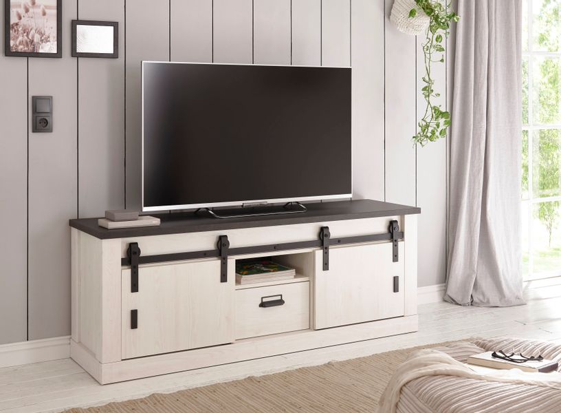 Home affaire Lowboard "SHERWOOD" Holz Dekor, mit Scheunentorbeschlag und Ap günstig online kaufen