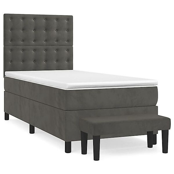 vidaXL Boxspringbett, Boxbett mit Matratze Dunkelgrau 90x200 cm Samt günstig online kaufen