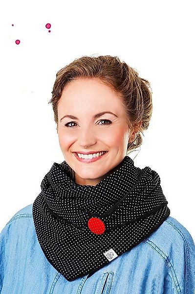 Wishproject® Halstuch Schwarz mit Weißen Punkten, Loopschal, Rundschal, Her günstig online kaufen