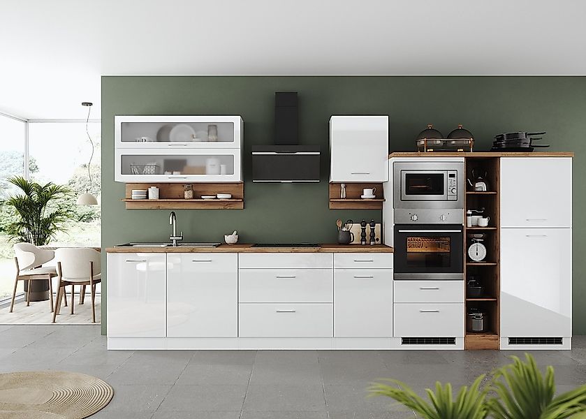 KOCHSTATION Küchenzeile "KS-Milan" 390 cm breit, viel Stauraum, wahlweise m günstig online kaufen