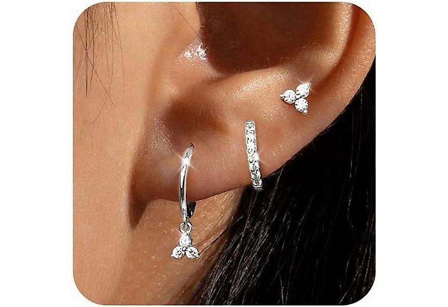 LuxusKollektion Ohrring-Set Ohrringe Set Silber 925 Vergoldet Zirkonia Ohrs günstig online kaufen