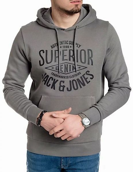 Jack & Jones Kapuzensweatshirt mit Kängurutasche, unifarben, mit Logodruck, günstig online kaufen
