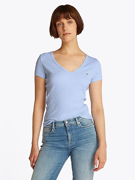 Tommy Jeans Kurzarmshirt "TJW SLIM ESSENTIAL RIB V SS", mit gerippter Struk günstig online kaufen