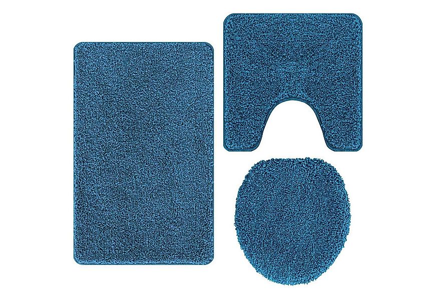 vidaXL Badematte Anti-Rutsch Badematten-Set 3 pcs Blau PP, Höhe 0.2 mm, Pol günstig online kaufen