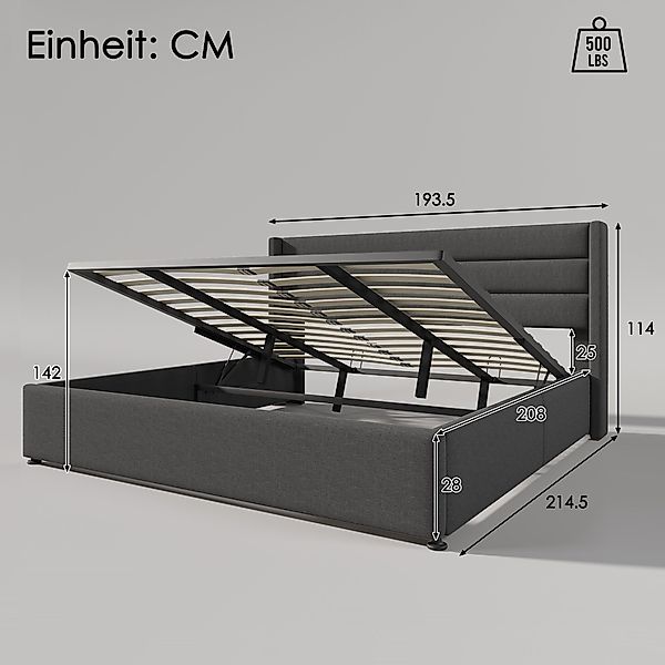 HAUSS SPOLE Polsterbett 180x200cm Hydraulisch Doppelbett günstig online kaufen