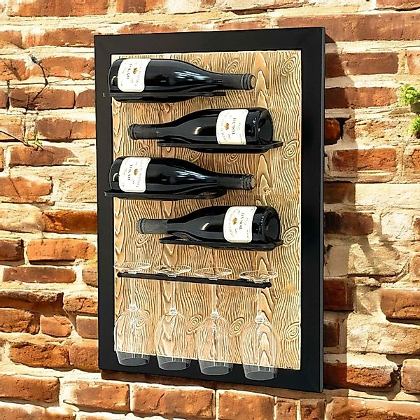 DanDiBo Weinregal Wand Metall Schwarz 4 günstig online kaufen