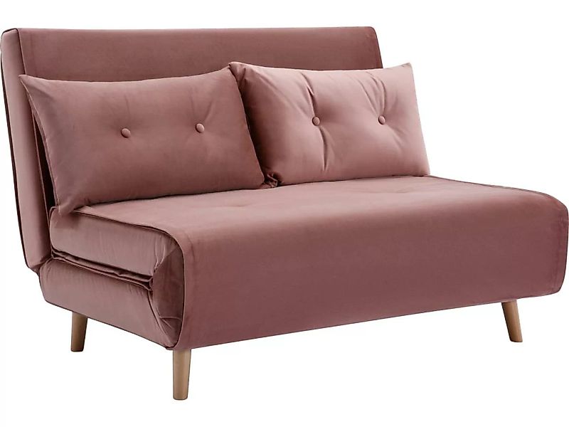 Sofa 2-Sitzer mit Schlaffunktion - Samt - Puderrosa - URIBIA günstig online kaufen
