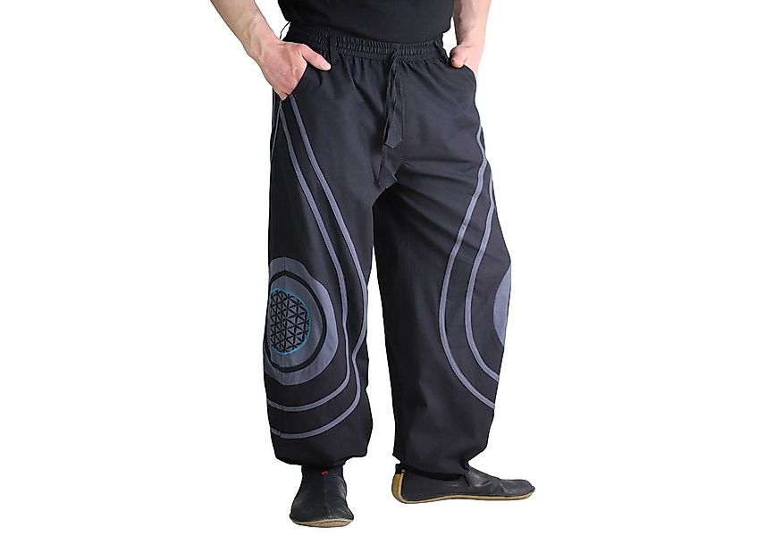 KUNST UND MAGIE Haremshose Hose Blume des Lebens Hippie Pluderhose Kordelzu günstig online kaufen