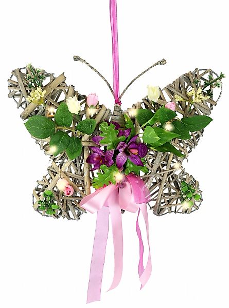 I.GE.A. Kunstkranz "Deko-Objekt Schmetterling", Mit LED-Beleuchtung Hängend günstig online kaufen