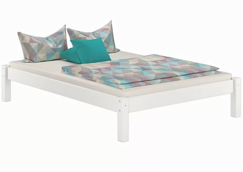 ERST-HOLZ Bett Bettgestell Kiefer massiv Holz in weiß 120x200, Kieferwaschw günstig online kaufen