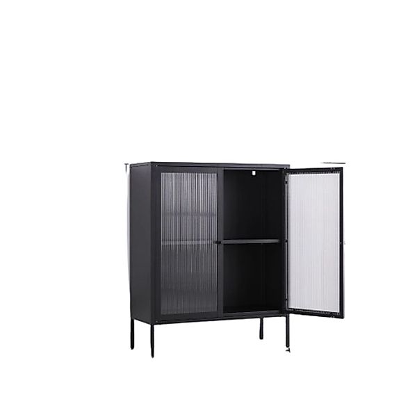 Coemo Highboard TOKIO, Schwarz Metall, Vitrine Wohnzimmer 2 Glastüren moder günstig online kaufen