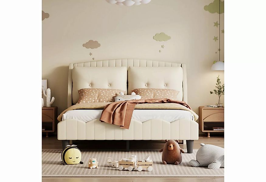 IDEASY Kinderbett Gepolstertes Kinderbett, 140 x 200 cm, Doppelbett in Kuns günstig online kaufen
