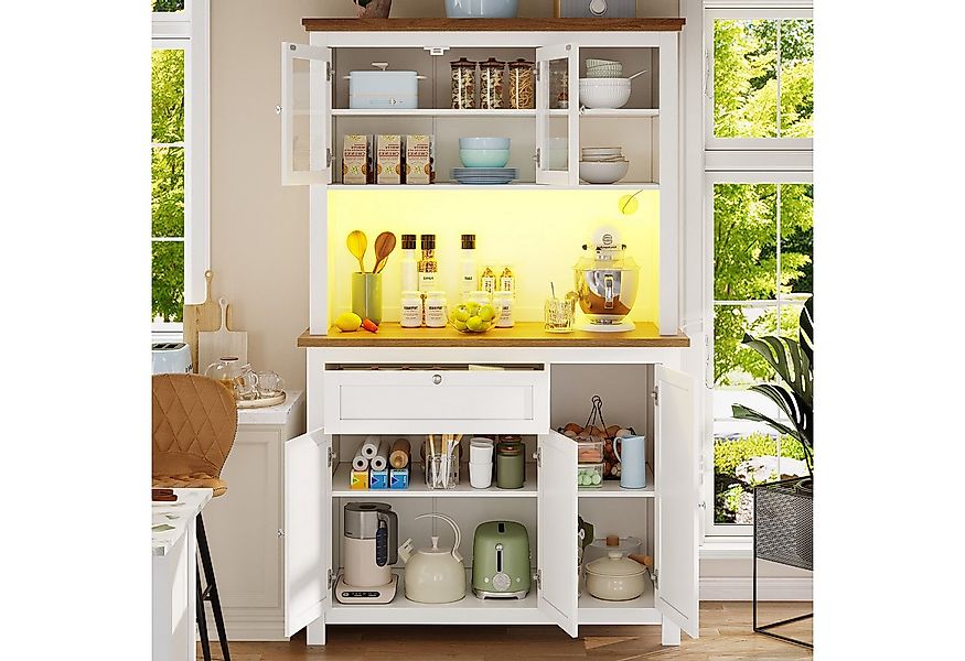 Flieks Küchenbuffet mit LED-Beleuchtung und verstellbaren Ablagen (1-St., B günstig online kaufen