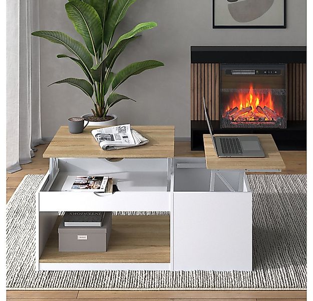 Vicco Couchtisch Avela, Weiß/Sonoma/Weiß, 55 x 110 cm günstig online kaufen