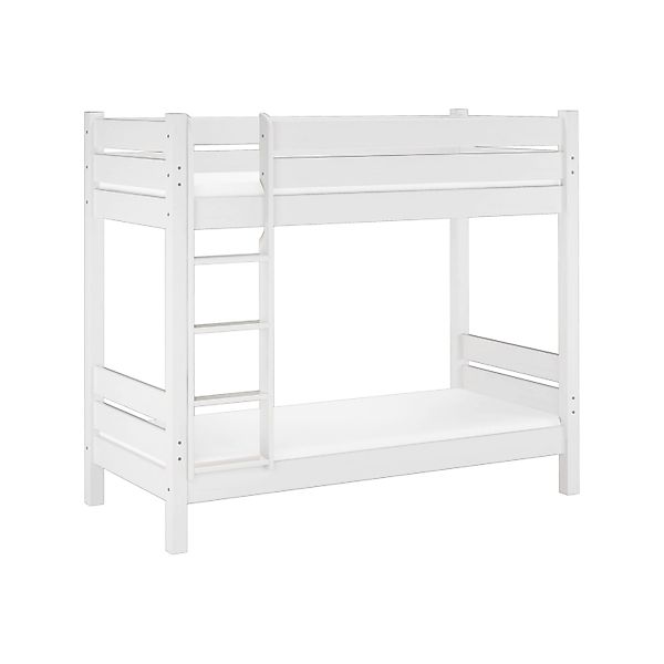 Erst-Holz Etagenbett 100 x 220 in Überlänge Stockbett Kiefer Weiß Modell 16 günstig online kaufen