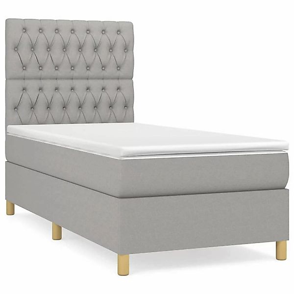 vidaXL Boxspringbett mit Matratze Hellgrau 90x200 cm Stoff1379438 günstig online kaufen