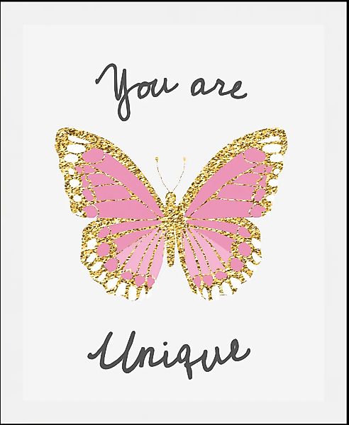 queence Bild "You are unique" Motivationsbilder  Schmetterlinge  Schriftzug günstig online kaufen