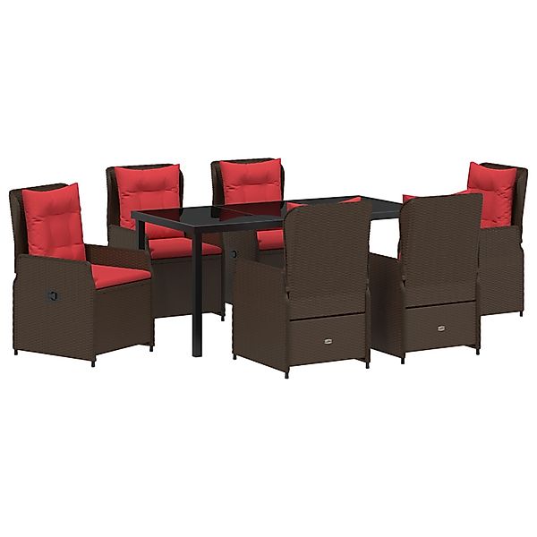 vidaXL Garten Essgruppe 7-Tlg Braun Poly Rattan 3381027 günstig online kaufen