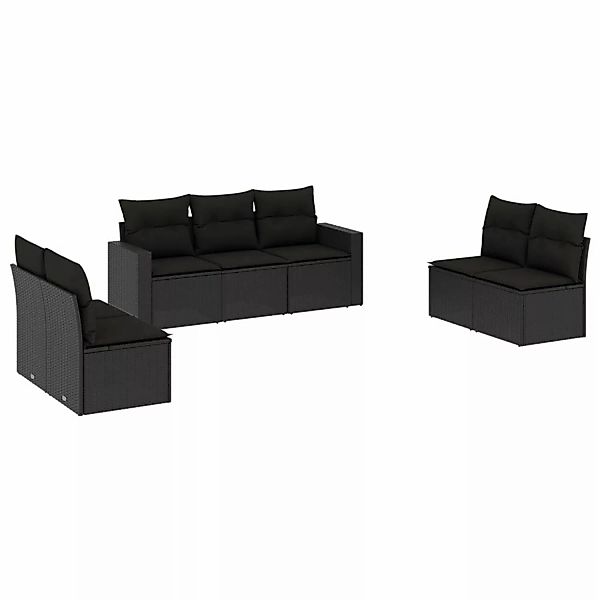 vidaXL 7-tlg Garten-Sofagarnitur mit Kissen Schwarz Poly Rattan Modell 93 günstig online kaufen