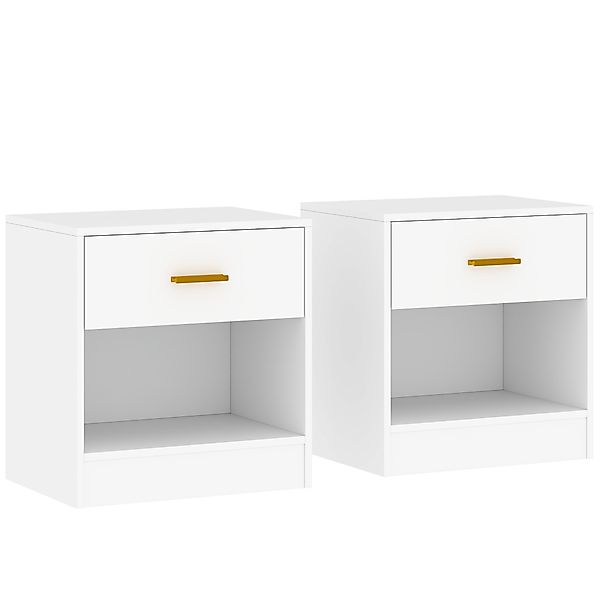 HOMCOM Set 2 Moderne Nachttische mit Schublade und offener Ablage, Nachttis günstig online kaufen